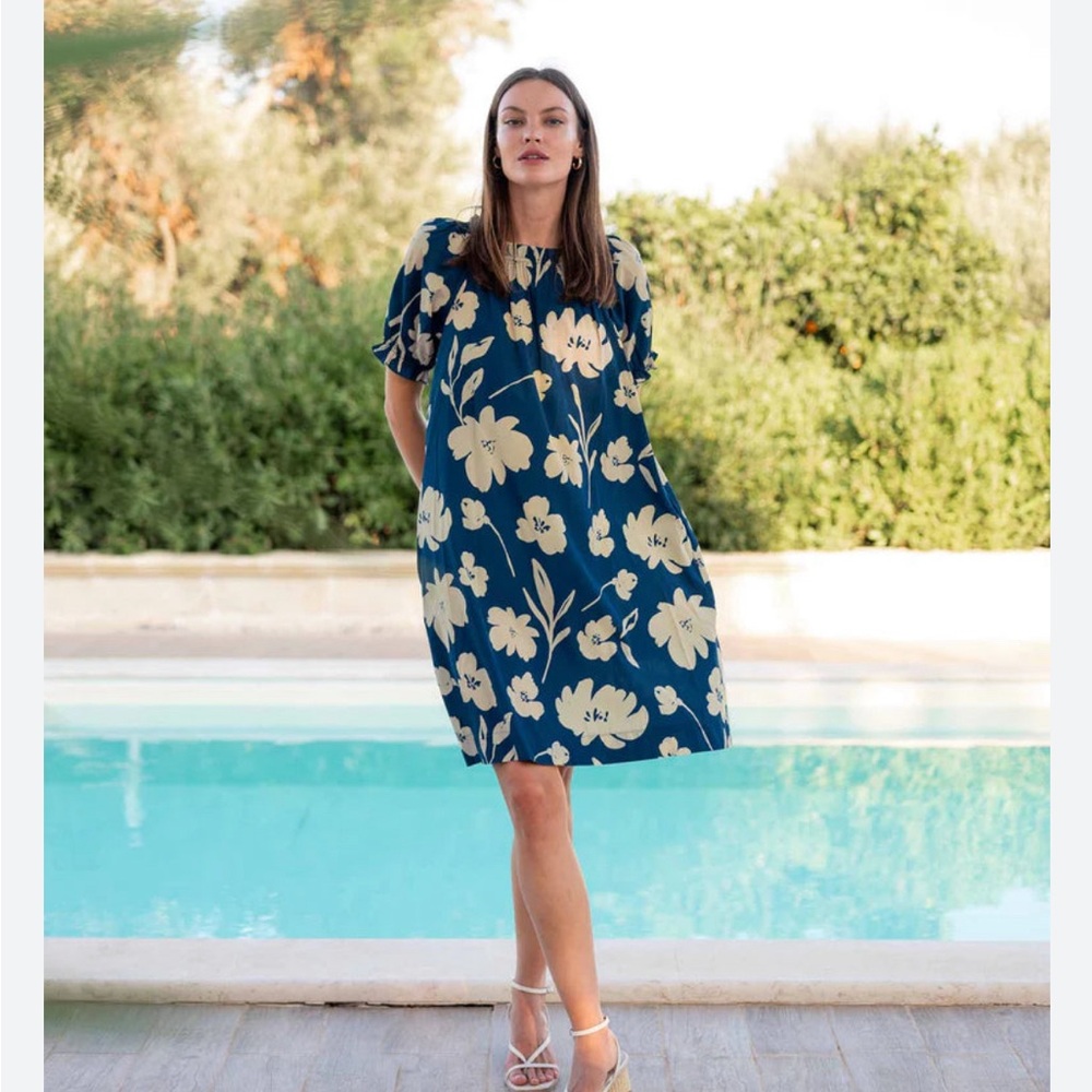 Mersea Ibiza Blue and White Floral Dress